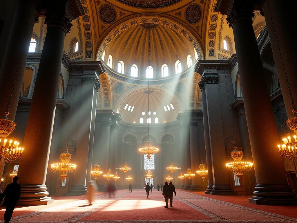 Hagia Sophia interior, showing intricate details and grandeur