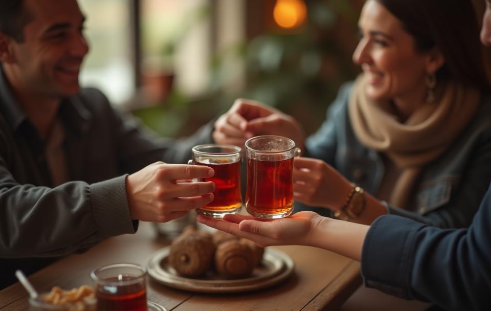 Warm Turkish hospitality, perhaps a person offering tea